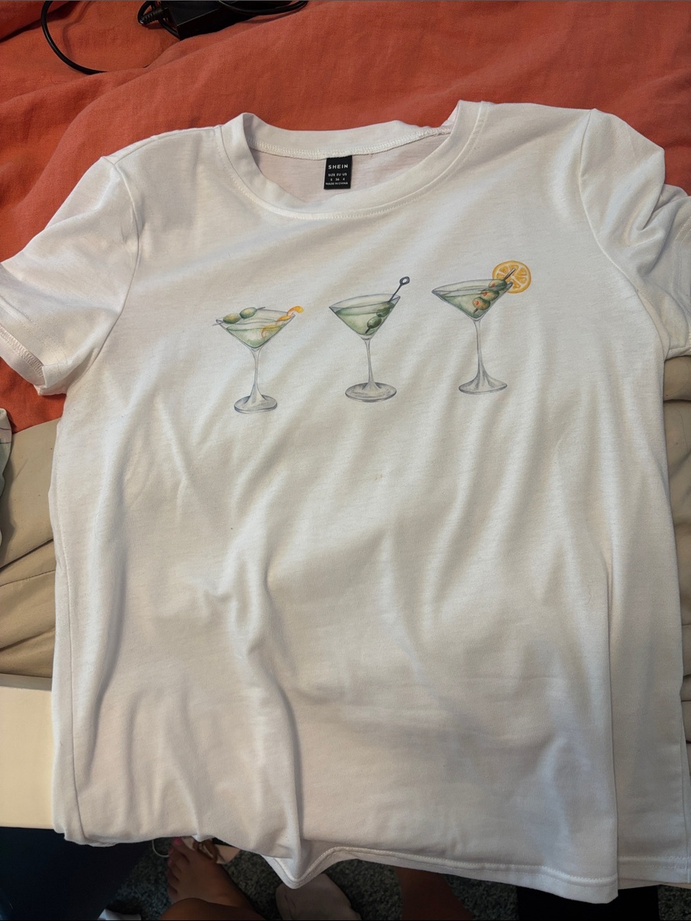 SHEIN White Martini Glass Graphic Tee